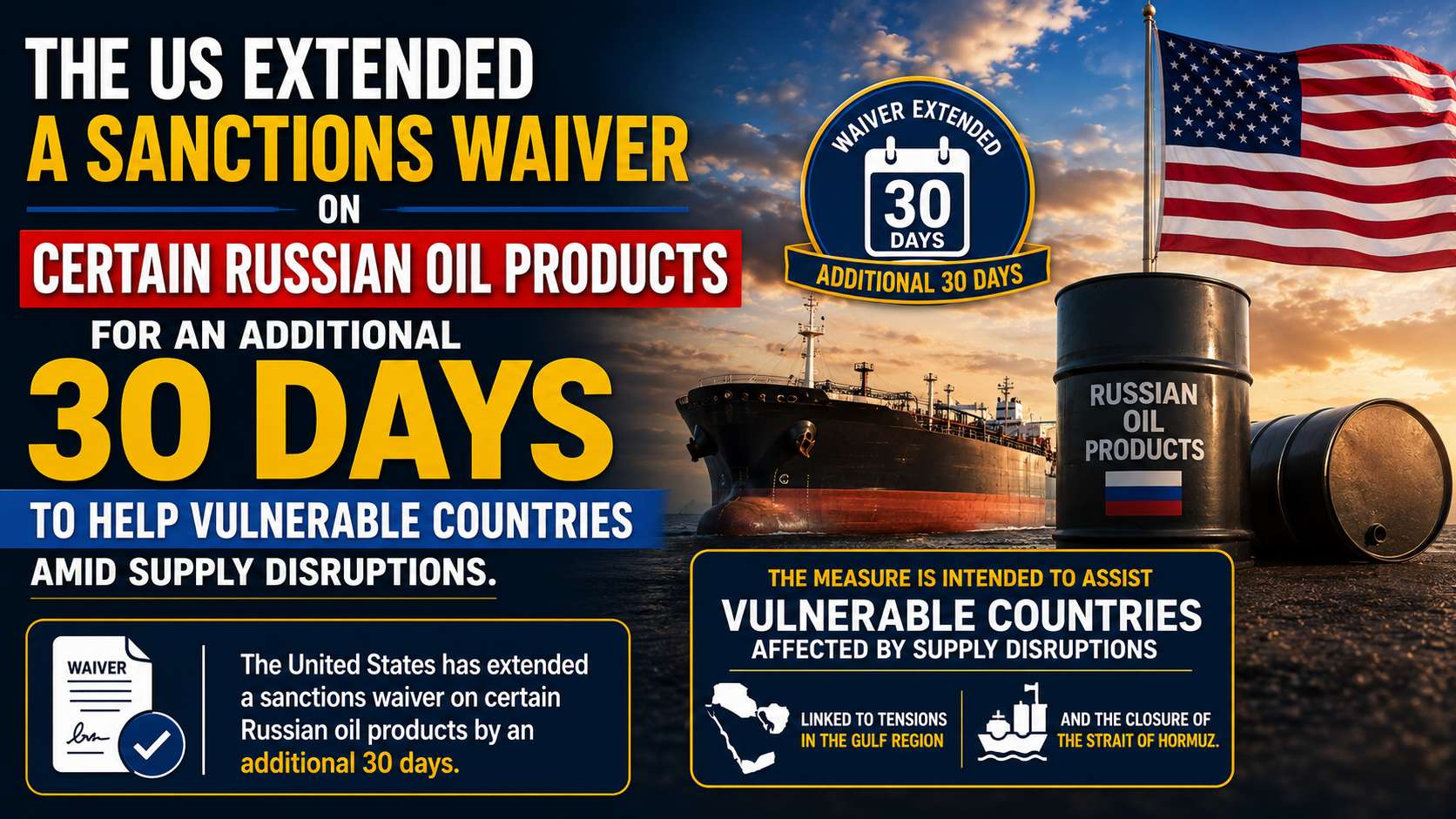 US Extends Russian Oil Sanctions Waiver